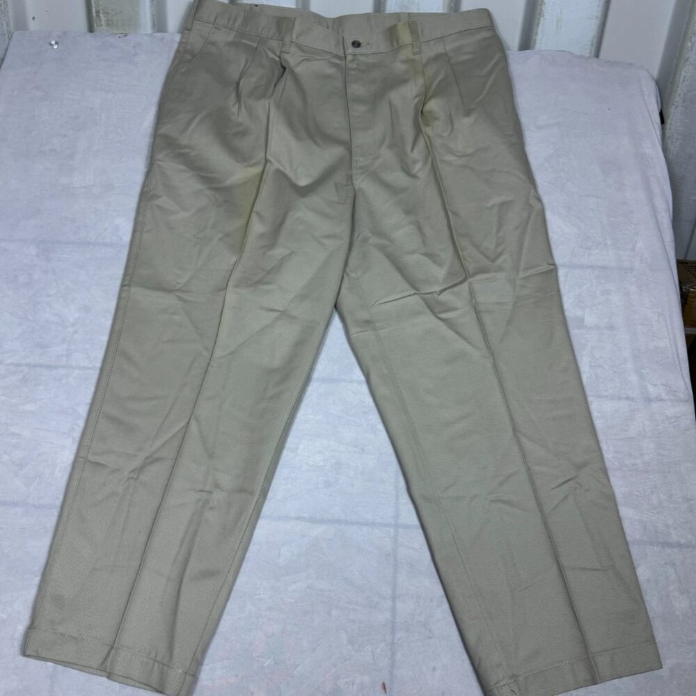Lee Mens‎ Double Pleat Dress Pants Khaki Wrinkle Free Relaxed Fit 40x29 NWT
